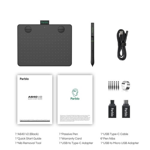 Графічний планшет Parblo A640 V2 (A640V2) Black купити в Україні | Telemart фото