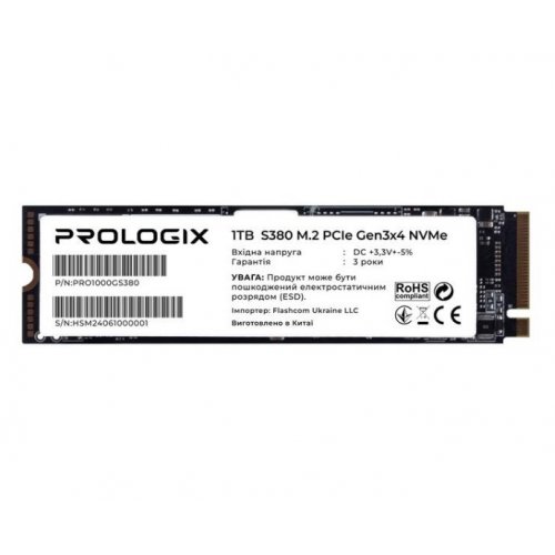 Ssd-диск Prologix S380 3D TLC 1TB M.2 (2280 PCI-E) NVMe x4 (PRO1000GS380) (Восстановлено продавцом, 918842) купить в Украине | Telemart фото