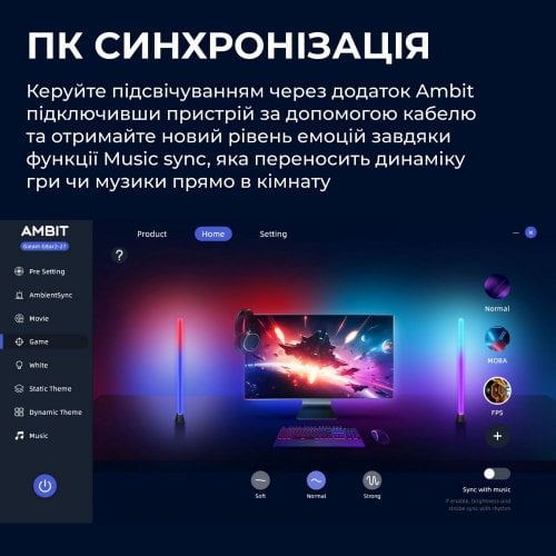Настольные RGB-лампы GamePro SLT105 2pcs Black купить в Украине | Telemart фото