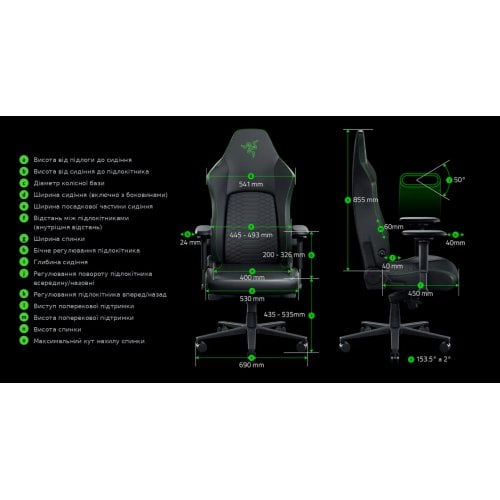 Игровое кресло Razer Iskur V2 NewGen (RZ38-04901000-R3G1) Light Gray купить в Украине | Telemart фото