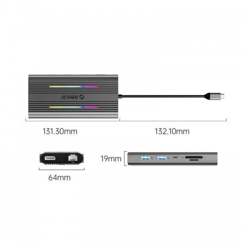 USB-хаб ORICO XDR-X3 USB Type-C 12 in 1 (ORICO-XDR-X3-GY-BP) Grey купить в Украине | Telemart фото