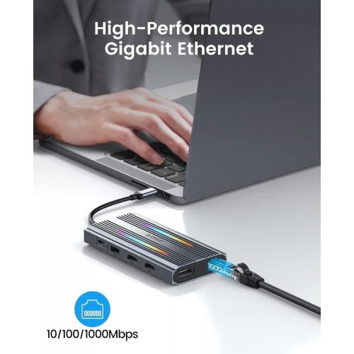 USB-хаб ORICO XDR-X3 USB Type-C 12 in 1 (ORICO-XDR-X3-GY-BP) Grey купить в Украине | Telemart фото
