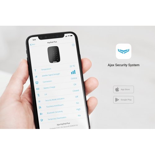 Беспроводная сенсорная клавиатура Ajax KeyPad Plus (000023069) Black купить в Украине | Telemart фото