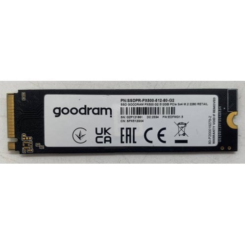 Ssd-диск GoodRAM PX500 Gen.2 3D NAND 512GB M.2 (2280 PCI-E) NVMe x4 (SSDPR-PX500-512-80-G2) (Восстановлено продавцом, 919605) купить в Украине | Telemart фото
