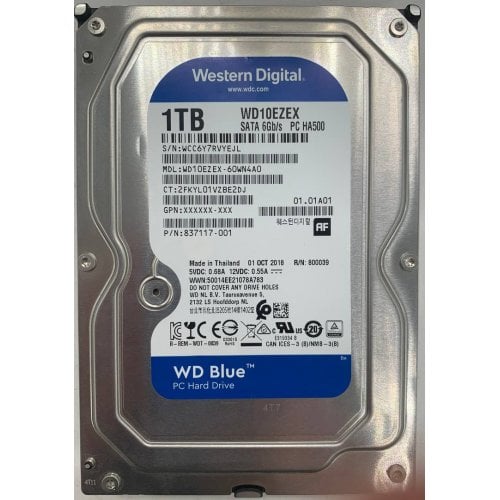 Жорсткий диск Western Digital Blue 1TB 64MB 3.5" (WD10EZEX) (Відновлено продавцем, 919606) купити в Україні | Telemart фото