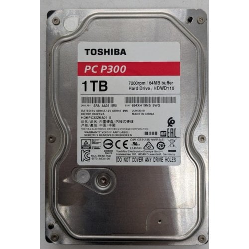 Жорсткий диск Toshiba P300 1TB 64MB 7200RPM 3.5" (HDWD110UZSVA) (Відновлено продавцем, 919825) купити в Україні | Telemart фото