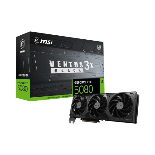 Видеокарта MSI GeForce RTX 5080 VENTUS 3X OC BLACK 16384MB (RTX 5080 16G VENTUS 3X OC BLACK) купить в Украине | Telemart фото