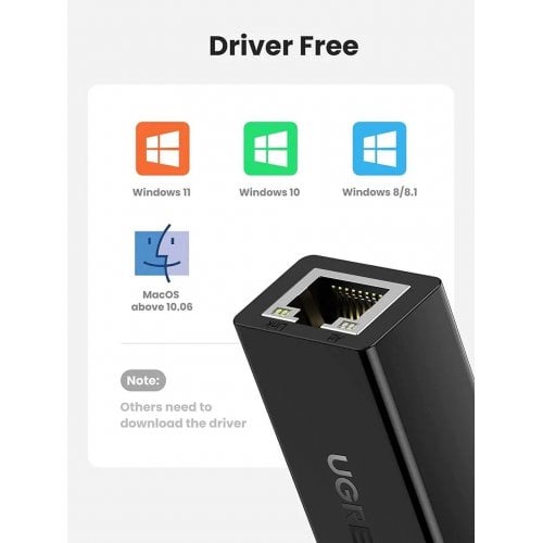 Уценка сетевая карта Ugreen CR110 USB 2.0 to RJ-45 Ethernet (20254) Black (Вскрытая упаковка, 919912) купить в Украине | Telemart фото