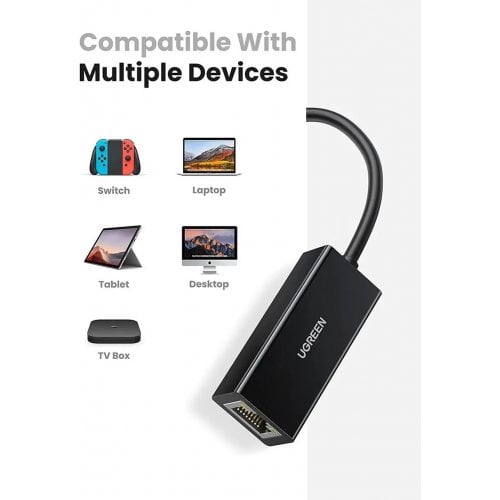 Уценка сетевая карта Ugreen CR110 USB 2.0 to RJ-45 Ethernet (20254) Black (Вскрытая упаковка, 919912) купить в Украине | Telemart фото