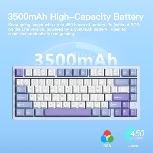 Клавіатура WOBKEY Rainy 75 RGB HMX Violet Linear Switch Wireless (6976818170157) Blue купити в Україні | Telemart фото