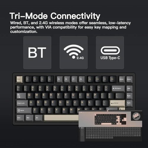 Клавиатура WOBKEY Rainy 75 Pro RGB Kailh Cocoa Switch Wireless (6976818170218) Black купить в Украине | Telemart фото