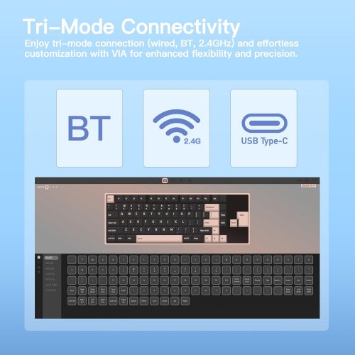 Клавиатура WOBKEY Rainy 75 Pro RGB Kailh Cocoa Switch Wireless (6976818170201) Blue купить в Украине | Telemart фото