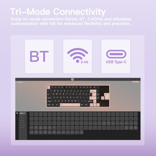 Клавиатура WOBKEY Rainy 75 Pro RGB Kailh Cocoa Switch Wireless (6976818170348) Purple купить в Украине | Telemart фото