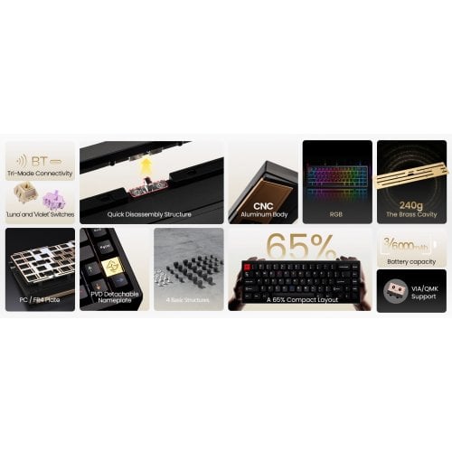 Клавиатура WOBKEY Zen 65 Ultra RGB Kailh Cocoa Switch Wireless Black купить в Украине | Telemart фото