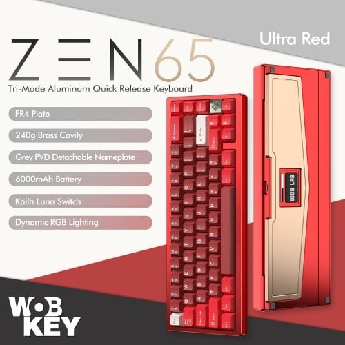 Клавиатура WOBKEY Zen 65 Ultra RGB Kailh Cocoa Switch Wireless Red купить в Украине | Telemart фото