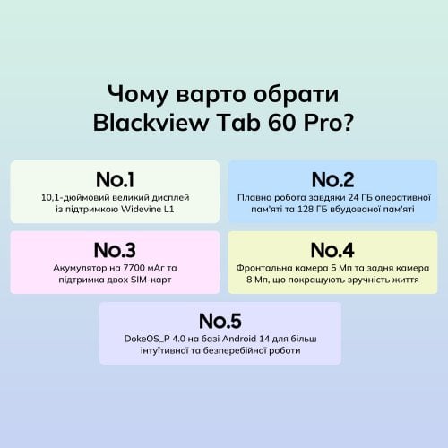 Планшет Blackview Tab 60 Pro LTE 8/128GB (6931548318422) Algae Green купить в Украине | Telemart фото