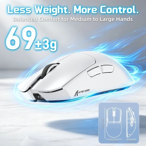 Мышка Attack Shark X11 Pro V2 Wireless (AS-6979033730854-W) White купить в Украине | Telemart фото