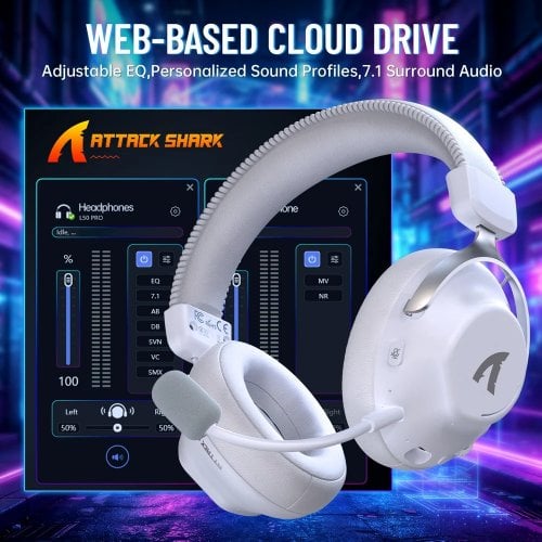 Навушники Attack Shark L50 Pro Wireless (AS-6979033730519-W) White купити в Україні | Telemart фото