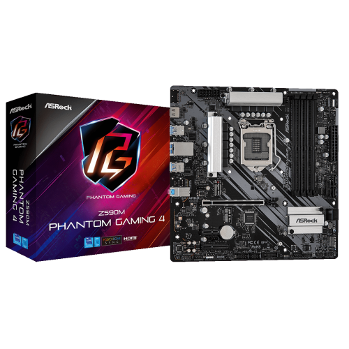 Материнська плата AsRock Z590M Phantom Gaming 4 (s1200, Intel Z590) (Відновлено продавцем, 920415) купити в Україні | Telemart фото