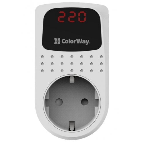 Уценка реле напряжения ColorWay DS2 1 розетка 16А (CW-VR16-02D) White (Вскрытая упаковка, 920431) купить в Украине | Telemart фото