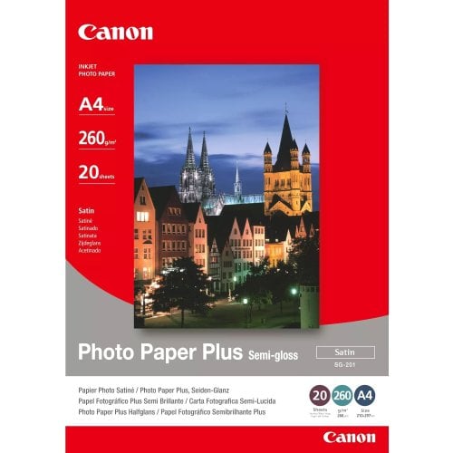 Фотопапір Canon SG201 Photo Paper Plus напівглянцевий А4 260г/м2 20арк. (1686B021) купити в Україні | Telemart фото