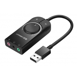 Уценка звуковая карта Ugreen CM129 USB 2.0 to 3 x Jack 3.5mm (40964) Black (Вскрытая упаковка, 920717)