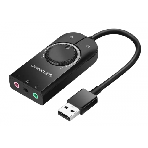 Уценка звуковая карта Ugreen CM129 USB 2.0 to 3 x Jack 3.5mm (40964) Black (Вскрытая упаковка, 920717) купить в Украине | Telemart фото