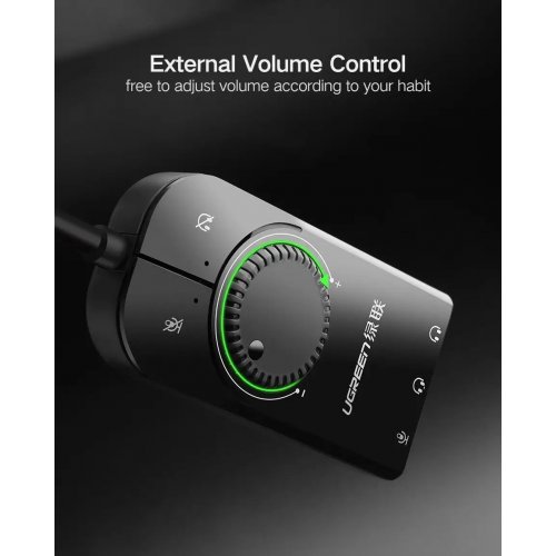 Уценка звуковая карта Ugreen CM129 USB 2.0 to 3 x Jack 3.5mm (40964) Black (Вскрытая упаковка, 920717) купить в Украине | Telemart фото