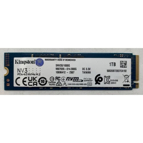 Ssd-диск Kingston NV3 3D NAND 1TB M.2 (2280 PCI-E) NVMe x4 (SNV3S/1000G) (Відновлено продавцем, 921028) купити в Україні | Telemart фото