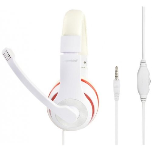 Наушники Gembird MHS-03 (MHS-03-WTRD) White/Red купить в Украине | Telemart фото