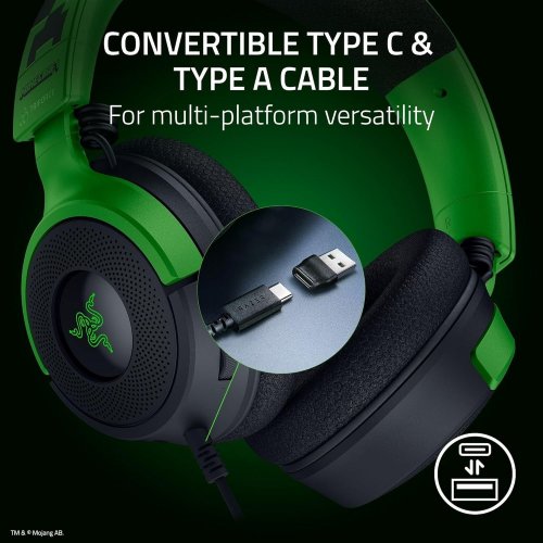 Навушники Razer Kraken V4 X Minecraft Edition (RZ04-05180200-R3M1) Black/Green купити в Україні | Telemart фото