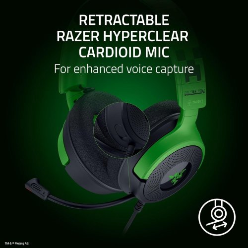 Навушники Razer Kraken V4 X Minecraft Edition (RZ04-05180200-R3M1) Black/Green купити в Україні | Telemart фото