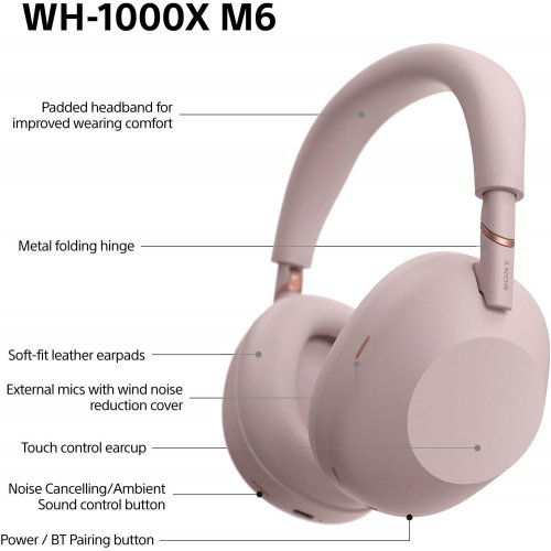 Навушники Sony WH-1000XM6 (WH1000XM6P.E) Sand Pink купити в Україні | Telemart фото