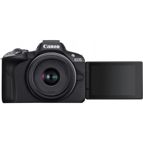 Бездзеркальний фотоапарат Canon EOS R50 Double Kit (RF-S 18-45mm + RF 75-300mm) IS STM (5811C150) Black купити в Україні | Telemart фото