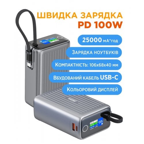 Powerbank Sigma mobile X-power 25000mAh 100W (SI25A5QLX) Grey купить в Украине | Telemart фото