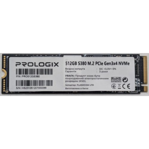Ssd-диск Prologix S380 3D TLC 512GB M.2 (2280 PCI-E) NVMe x4 (PRO512GS380) (Відновлено продавцем, 921701) купити в Україні | Telemart фото