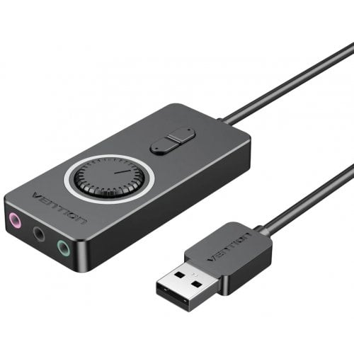 Звуковая карта Vention USB 2.0 External Sound Adapter with Volume Control 0.15m (CDRBB) Black купить в Украине | Telemart фото