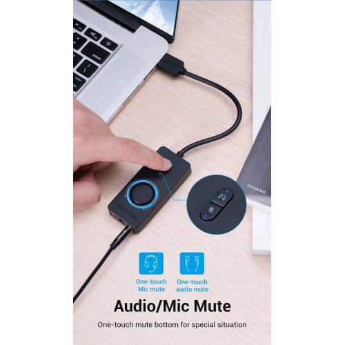 Звуковая карта Vention USB 2.0 External Sound Adapter with Volume Control 0.15m (CDRBB) Black купить в Украине | Telemart фото