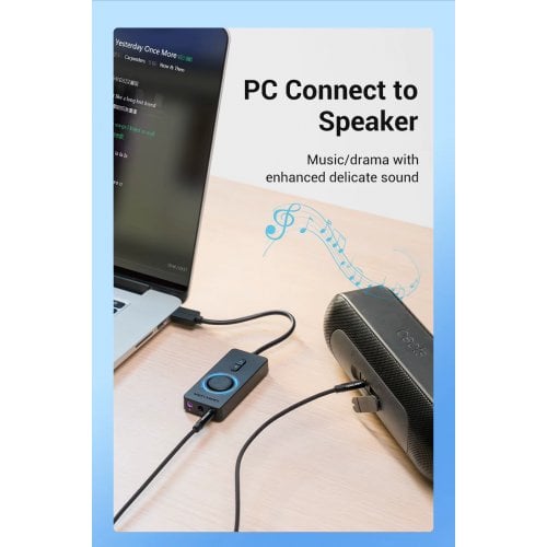 Звуковая карта Vention USB 2.0 External Sound Adapter with Volume Control 0.15m (CDRBB) Black купить в Украине | Telemart фото