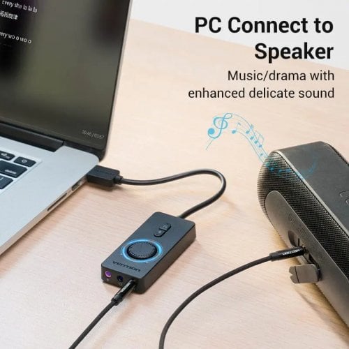 Звуковая карта Vention USB 2.0 External Sound Adapter with Volume Control 0.15m (CDRBB) Black купить в Украине | Telemart фото