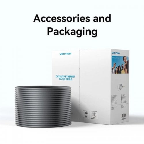 Кабель Vention UTP, RJ45, Cat6 305m (IHUH305) Grey купить в Украине | Telemart фото