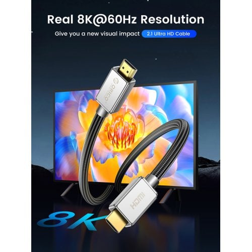 Кабель ORICO H8BY HDMI to HDMI 2.1 8K 1m (ORICO-H8BY-10-BK-BP) Black купити в Україні | Telemart фото
