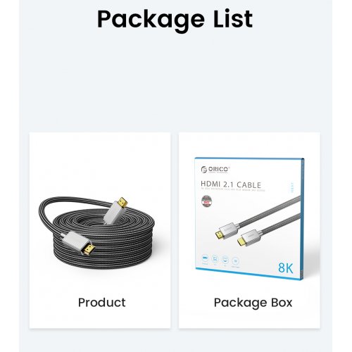 Кабель ORICO H8BY HDMI to HDMI 2.1 8K 3m (ORICO-H8BY-30-BK-BP) Black купити в Україні | Telemart фото
