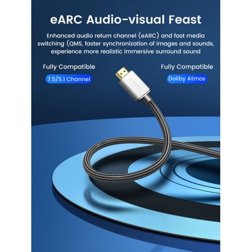 Кабель ORICO H8BY HDMI to HDMI 2.1 8K 3m (ORICO-H8BY-30-BK-BP) Black купити в Україні | Telemart фото