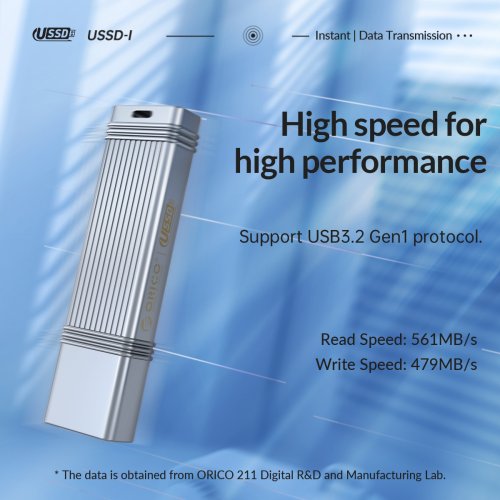 Накопитель ORICO USSD-I 512GB USB Type-C (ORICO-USSD-I-C512G-SV-BP) Silver купить в Украине | Telemart фото