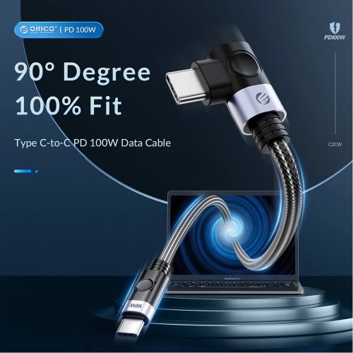 Кабель ORICO C2CW USB Type-C to USB Type-C 100W 0.5m (ORICO-C2CW-05-BK-BP) Black купить в Украине | Telemart фото