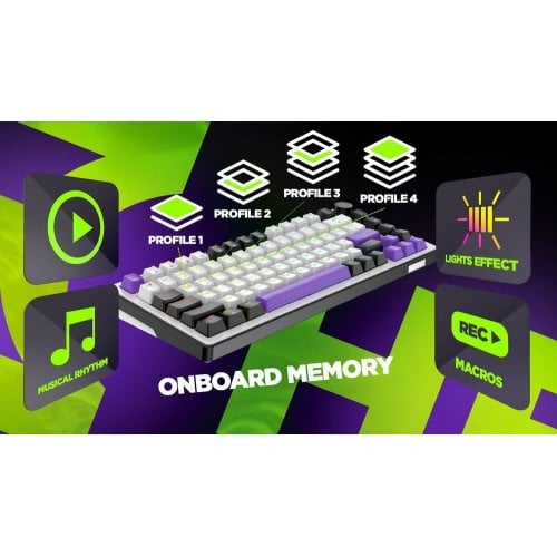 Уценка клавиатура HATOR HK75 Hellyberry Mechanical Linear White/Violet (Вскрытая упаковка, 921828) купить в Украине | Telemart фото