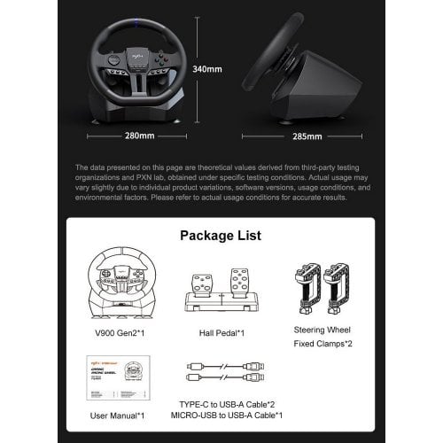 Уценка руль с педалями PXN V900 Gen 2 (6948052903693) Black (Вскрытая упаковка, 921880) купить в Украине | Telemart фото