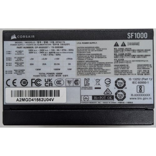 Блок живлення Corsair SF1000 1000W (CP-9020257-EU) (Відновлено продавцем, 922063) купити в Україні | Telemart фото