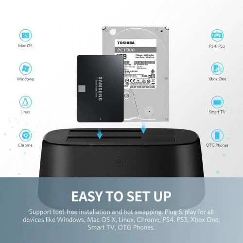 Уценка док-станция Ugreen CM198 Docking Station 2.5"/3.5" SATA HDD/SSD USB 3.0 (50857) Black (Вскрытая упаковка, 922068) купить в Украине | Telemart фото